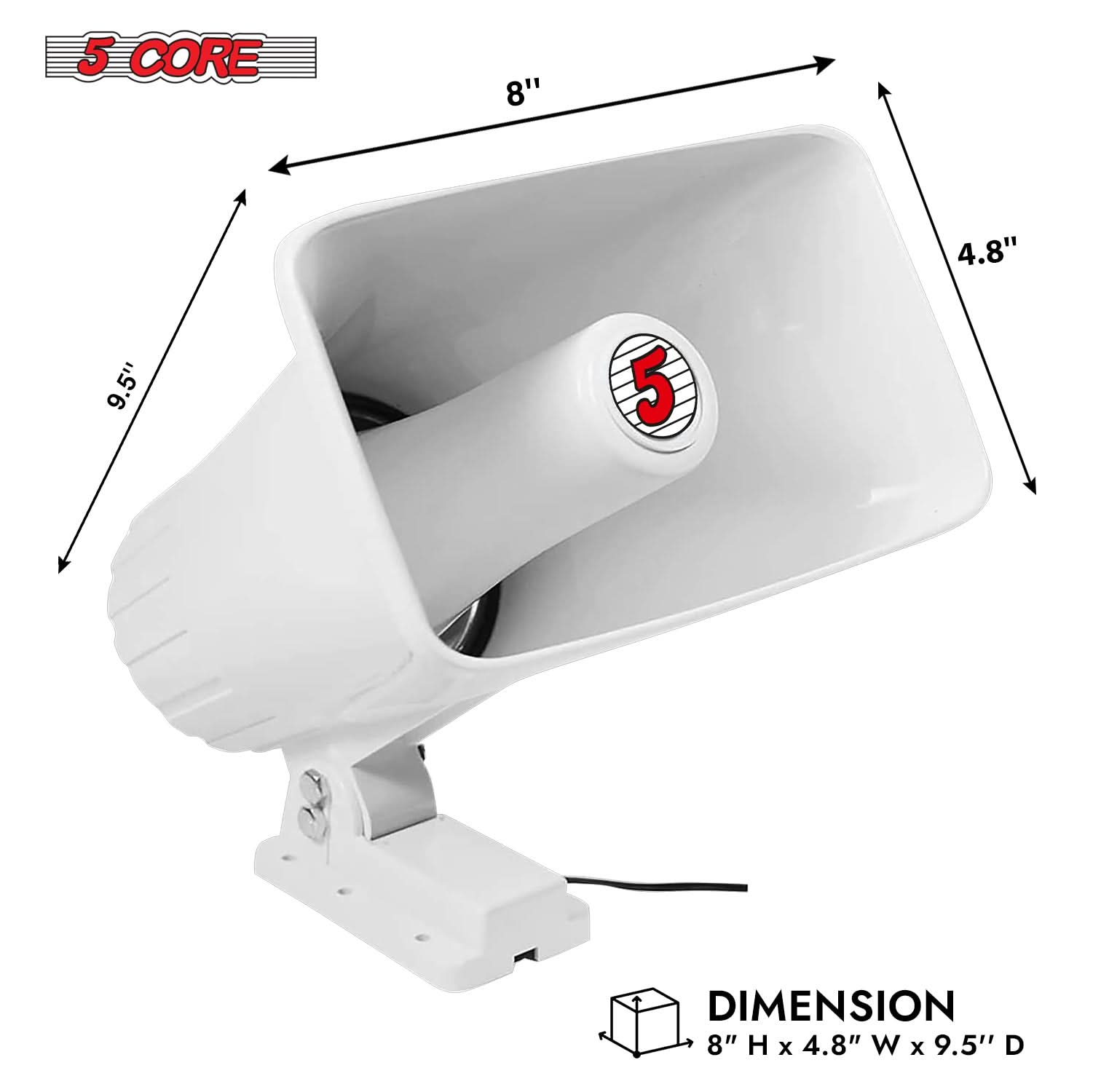 5 Core PA Speaker Pair 5 x 8" 65W Bull Horn Loud Audio Outdoor Speakers System 8Ohm Reflex Megaphone-2