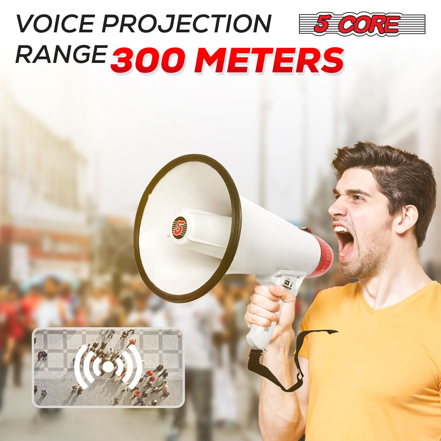 5Core Megaphone Bullhorn Speaker 50W Bull Horn Rechargeable Cheer Megafono 300 Meter-1