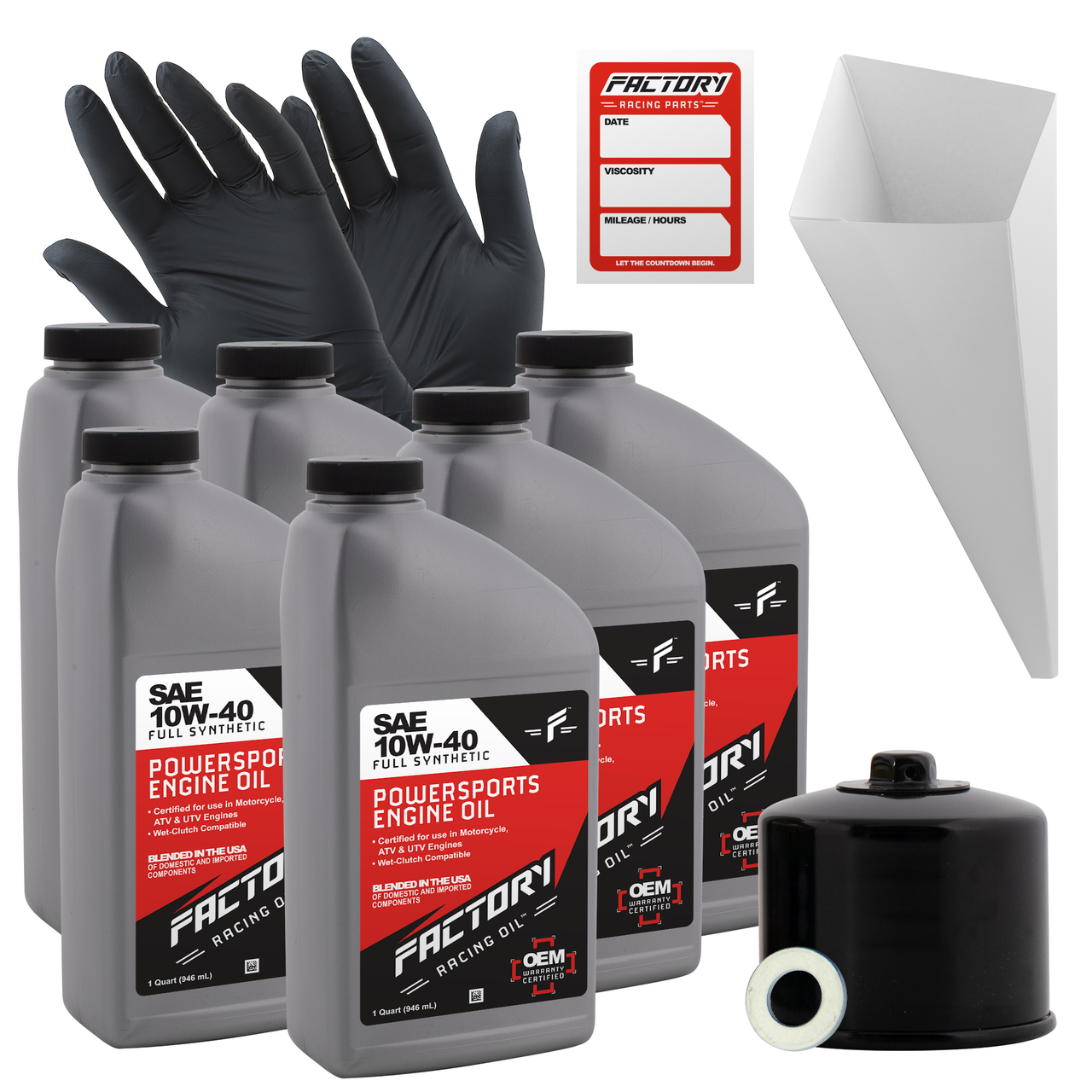Factory Racing Parts SAE 10W-40 Full Synthetic 6 Quart Oil Change Kit compatible with Kawasaki ZX1000 H2 Ninja-0
