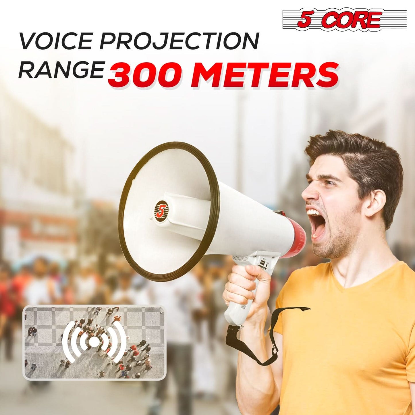 5Core Megaphone Bullhorn Speaker 50W Bull Horn Cheer Megafono 300 Meter-2