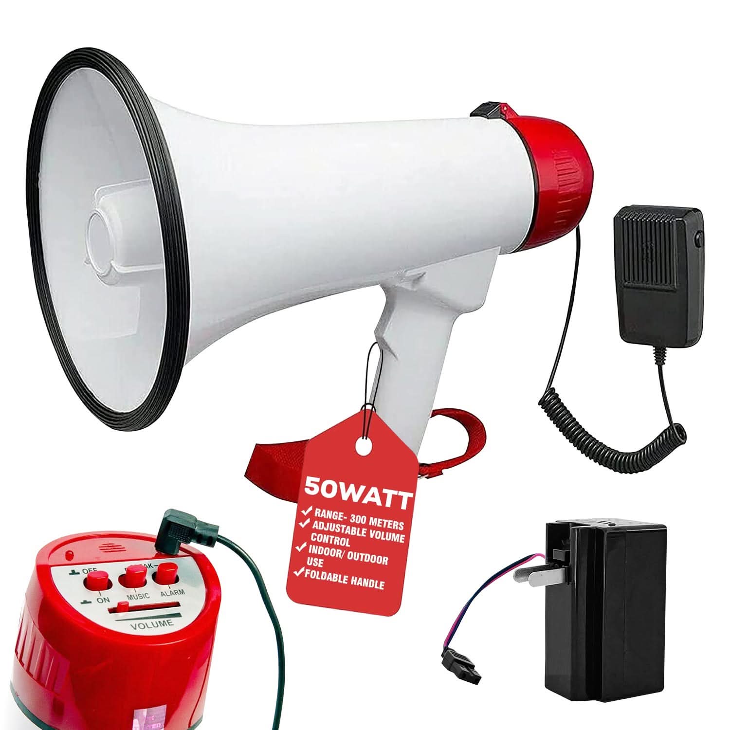 5Core Megaphone Bullhorn Speaker 50W Bull Horn Rechargeable Cheer Megafono 300 Meter-0
