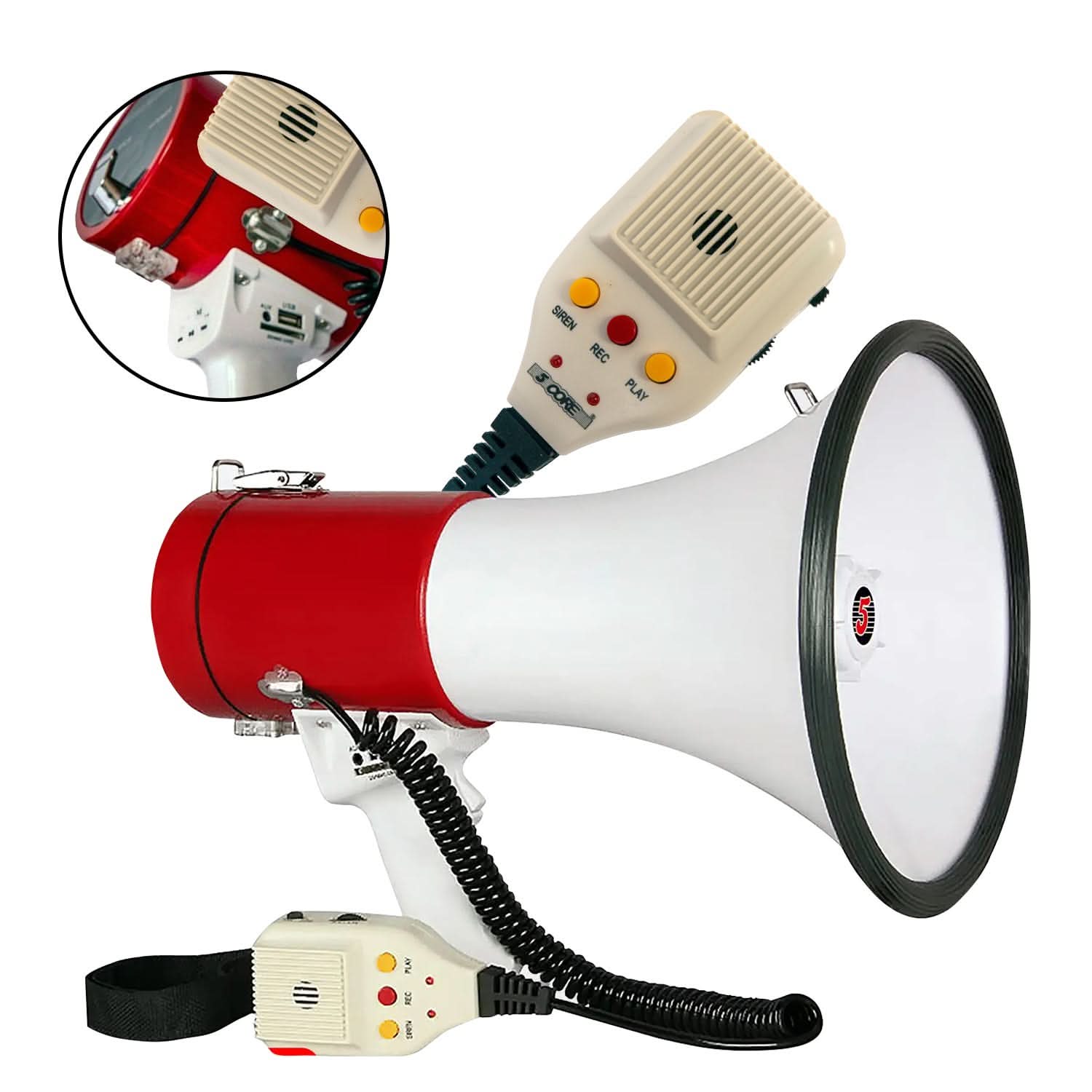 5Core Megaphone Bullhorn Speaker 50W Bull Horn Cheer Megafono 1200 Yards-0