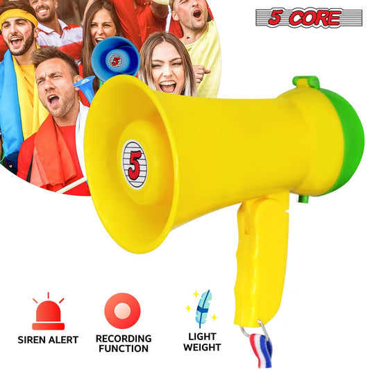 5Core Megaphone Bullhorn Speaker 15W Mini Battery Power Bull horn w Siren 400 Yard Range Yellow-1