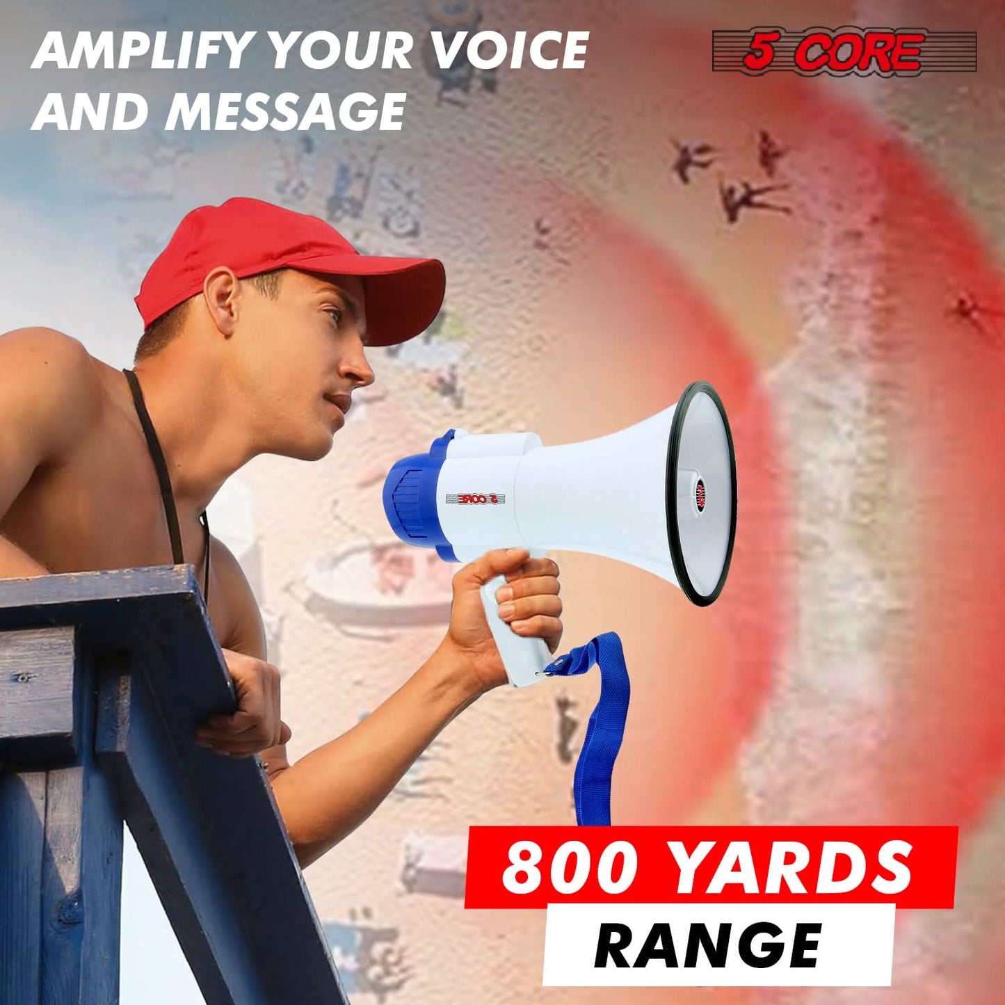 5Core Megaphone Bullhorn Speaker 30W Mini Bull Horn Battery Power Megafono 800 Feet USB BATTERY-4